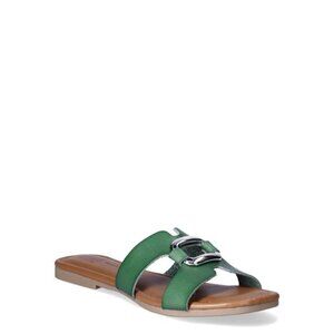 New Women's Embellished Slide Sandals Green